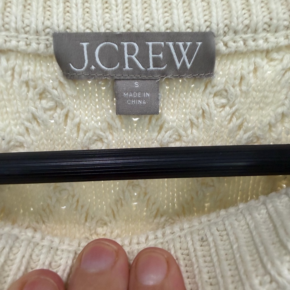 J. Crew Off-White Cable-Knit Crewneck Sweater - Picture 3 of 3